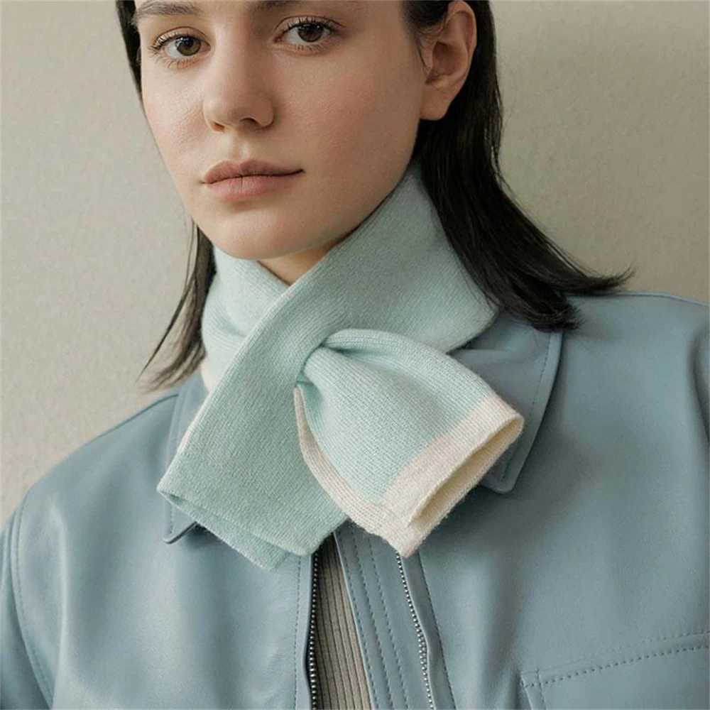 Korean Cross Knitted Scarf Womens Doublesided Neck Wraps Winter Soft Patchwork Scarves Lady Bufandas Muffler Foulard Christmas J251022