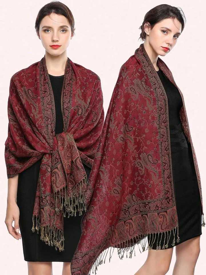 Thick Scarf Shawl Wrap Paisley Jacquard Stoles Vintage Cashew Scarves Printed Cotton Tippet Sunscreen Hijab J251118