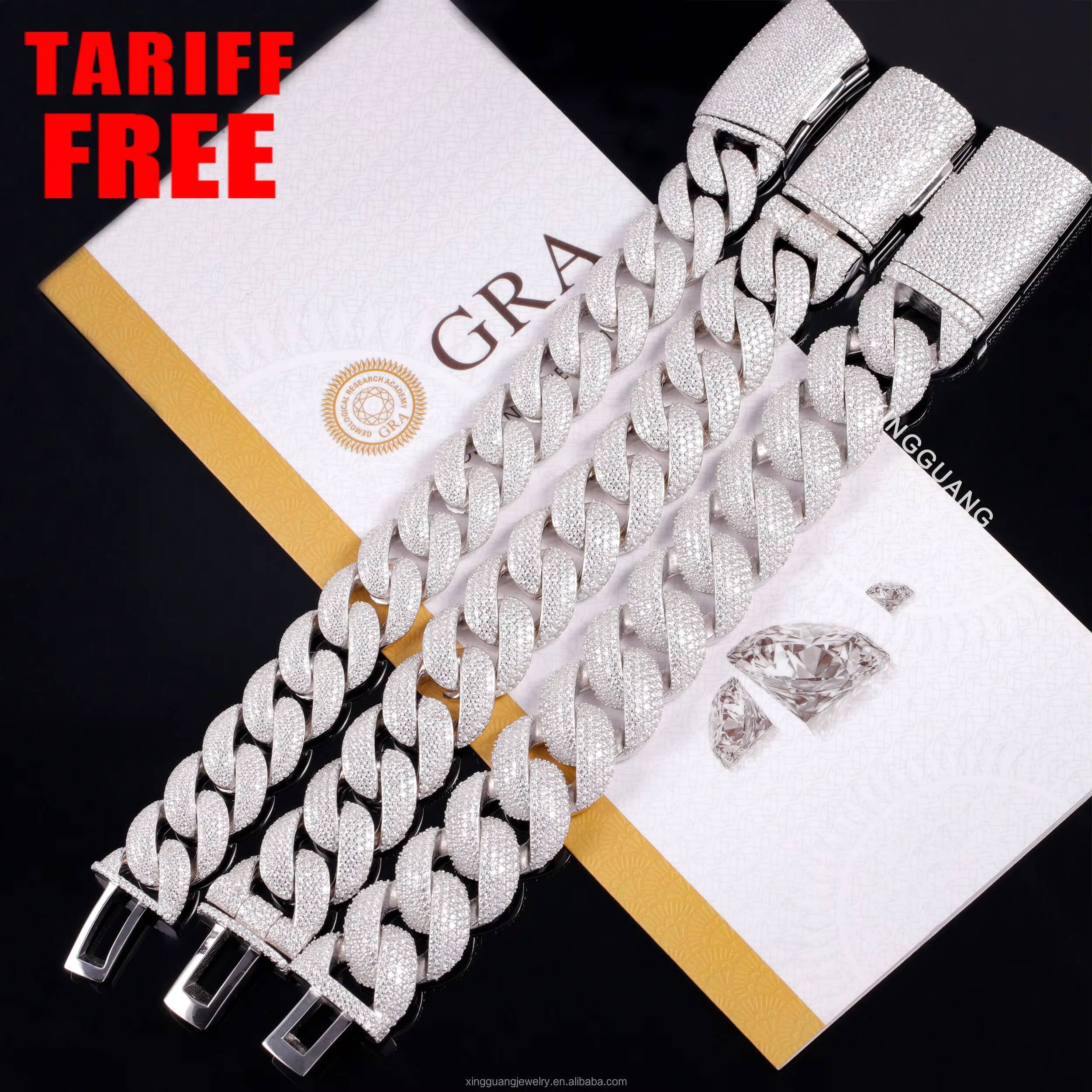 RTS Hot Sale VVS Moissanite Bracelets 925 Sterling Silver Iced Out Diamond Cuban Chain Bracelet Fine Jewelry Bracelets Bangles