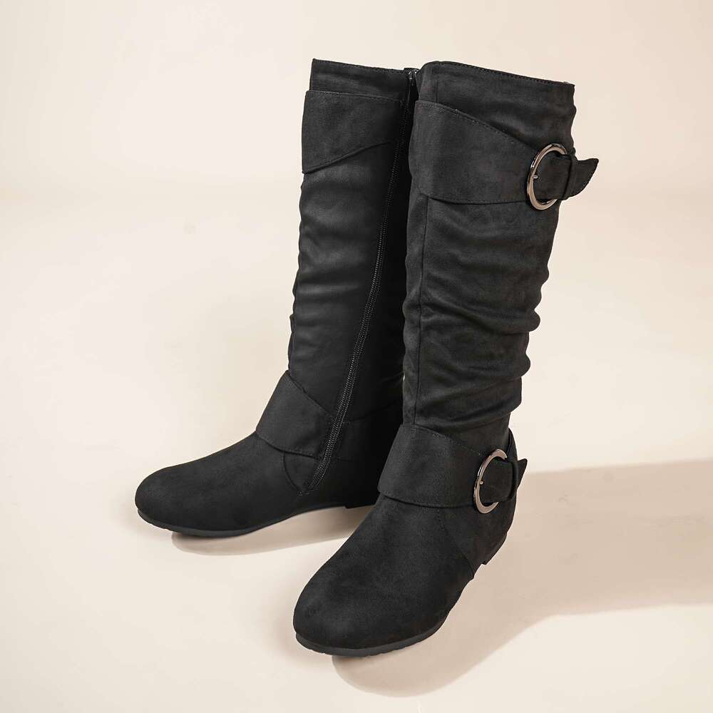 Women's Knee High Cover With Hidden Wedge, Faux Fur Lining, Side - Comfortable And Stylish Autumn/Winter, Perfect For Jeans, Dresses, Skirts, Aut