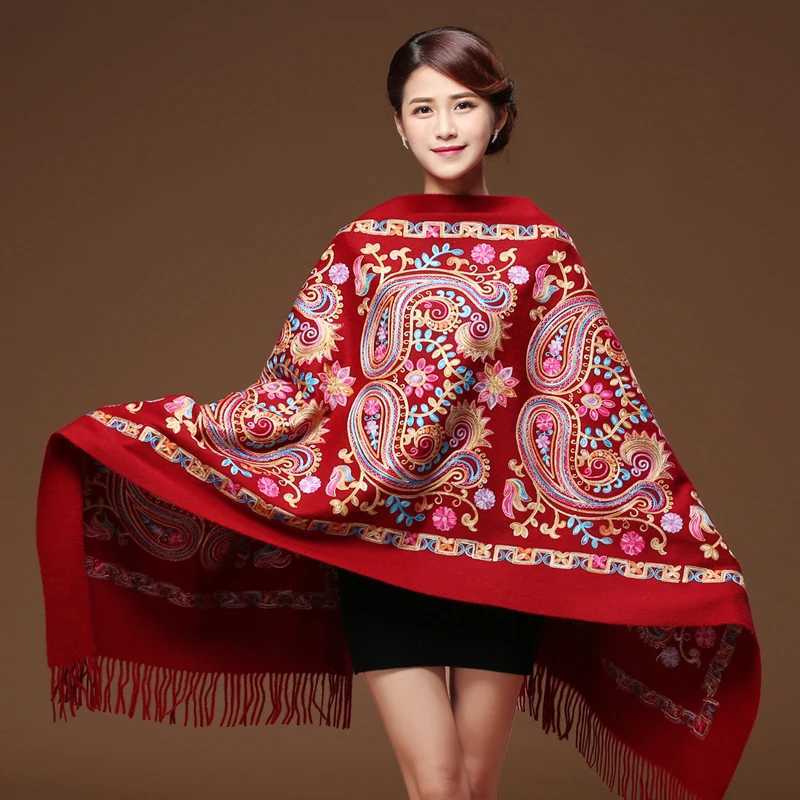 New Arrival Shawl Women Embroider Flower Scarf Cashmere Scarf Winter Warm Fine Tassels Scarf Shawl Fashion Shawl Scarve J251118