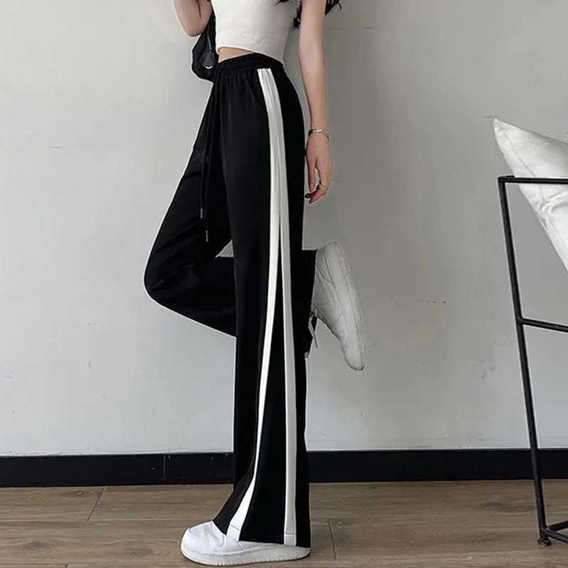Summer Women Casual Sports Style Pants Lady Comfortable Baggy Wide Leg Straight Leg Trousers Female Fashion High Waisted SlacksT251022