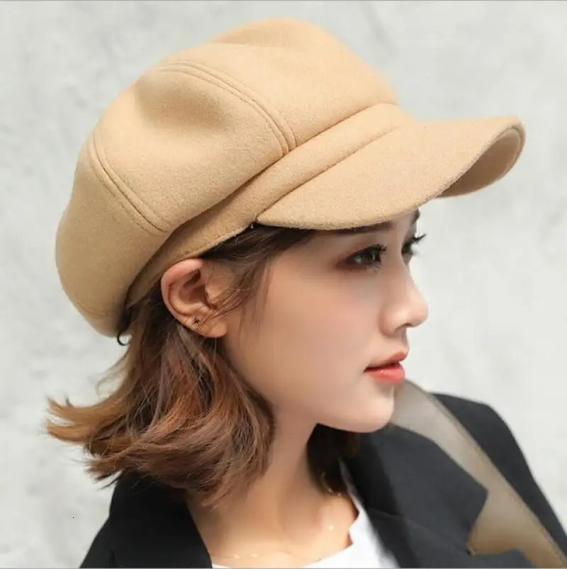 Autumn Winter Hats for Women Solid Plain Octagonal sboy Cap Men Ladies Casual Wool Hat Beret Painter Caps 251008