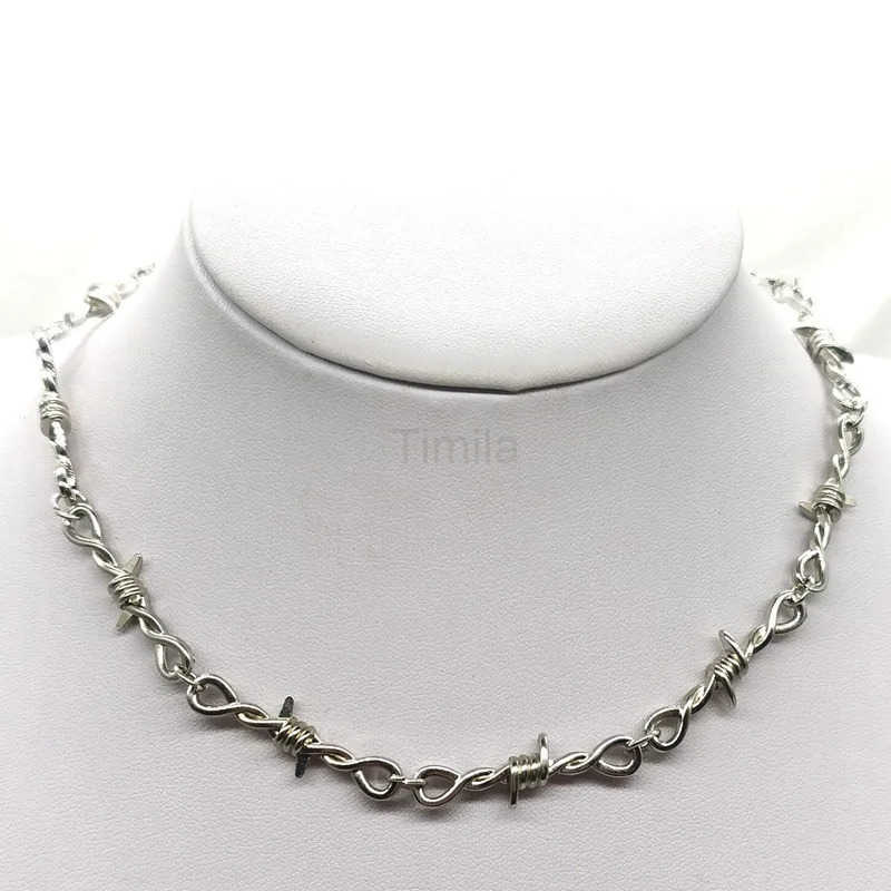 ZAKOL Fashion Iron Unisex Choker Necklace Women Hiphop Gothic Punk Barbed Wire Little Thorns Chain Choker Jewelry Gifts U251022