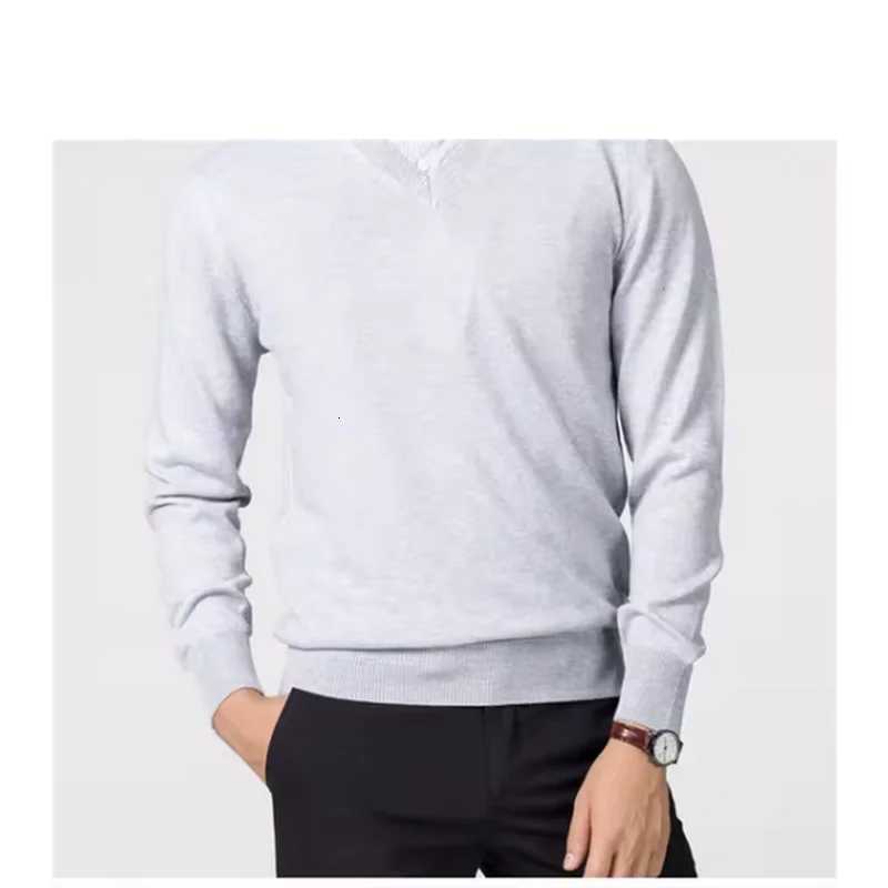 Cashmere Cotton Blend Classic VNeck Sweater Men Pullover 2024 Autumn Winter Business Casual Allmatch Knitted Jumper Pull HommeXJ251022