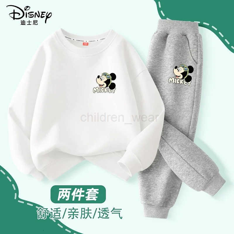Disney Autumn Baby Girl Boy Clothes Set Children Mickey Printing Sweatshirt Top and Pants Bottom 2 Pieces Suit Cotton Tracksuit H251022