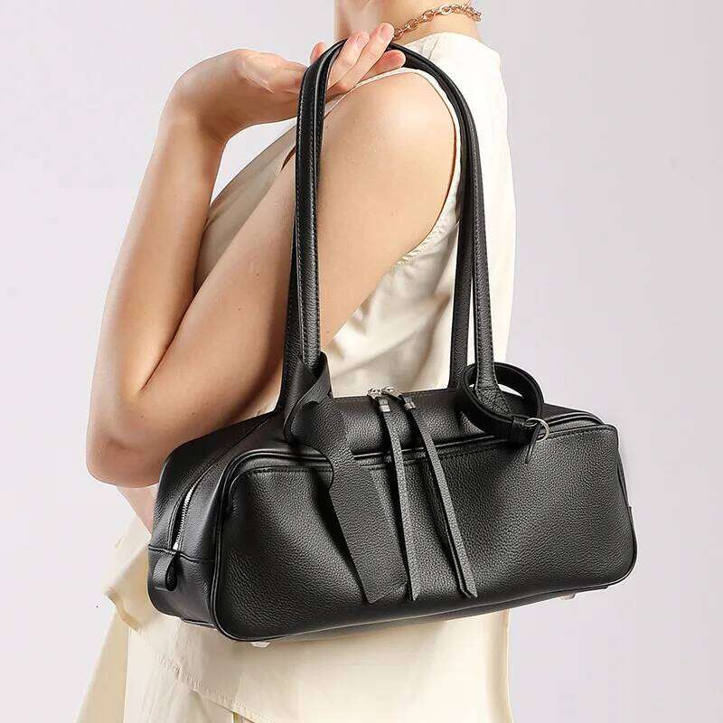 Girl Elegant Armpit Bag First Layer Cowhide Woman Satchel Shoulder Handbag Fashion Underarm Purses Large Capacity Messenger Tote Suotong1022