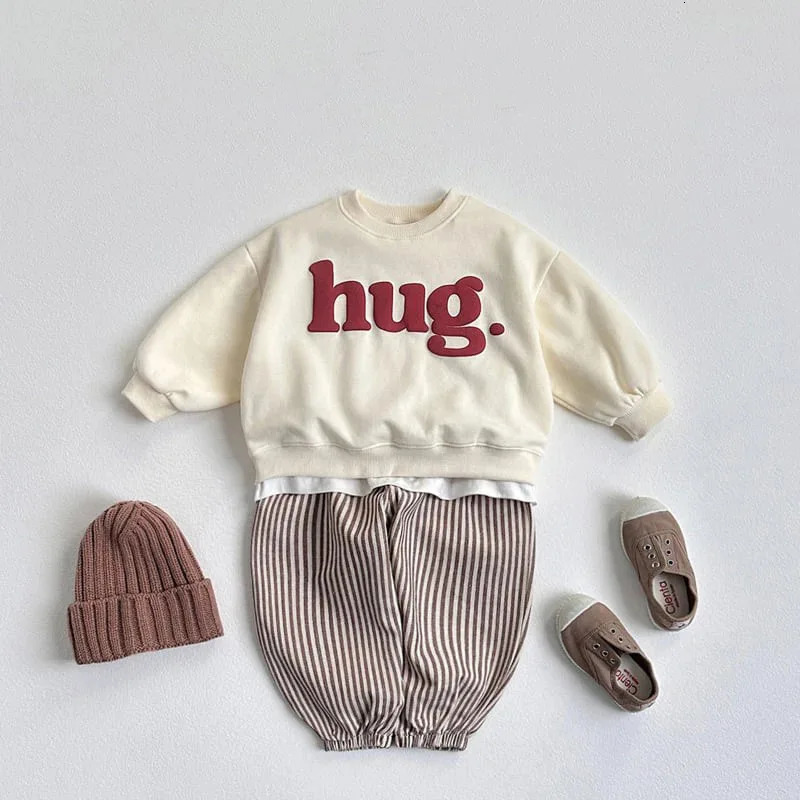 2025 Autumn Children Letter Sweatshirt Cotton Boys Loose Versatile Pullover Baby Girls Fashion Casual Tops Kids Clothes 251021