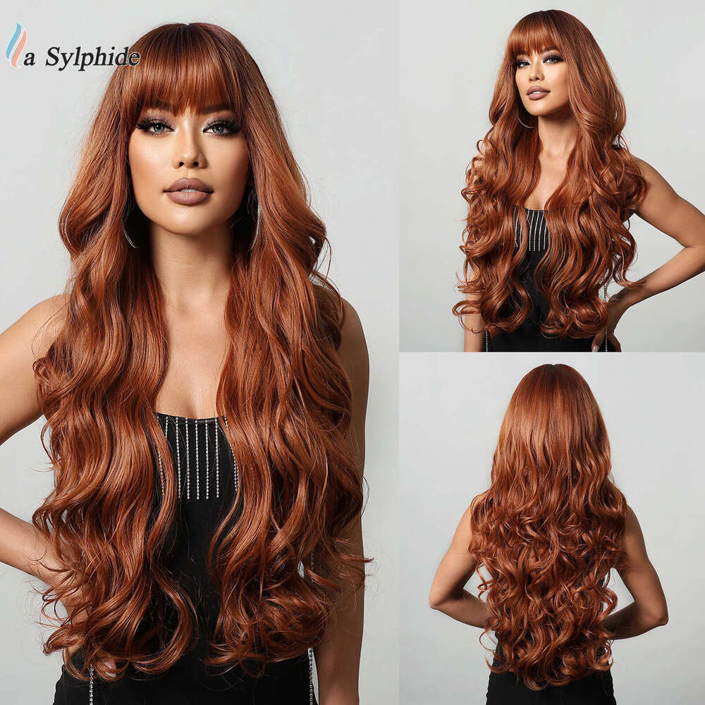 Yiwu Big Wave Bangs Long Curly Hair Platinum Gradient Realistic Atmosphere Synthetic Wig For Women