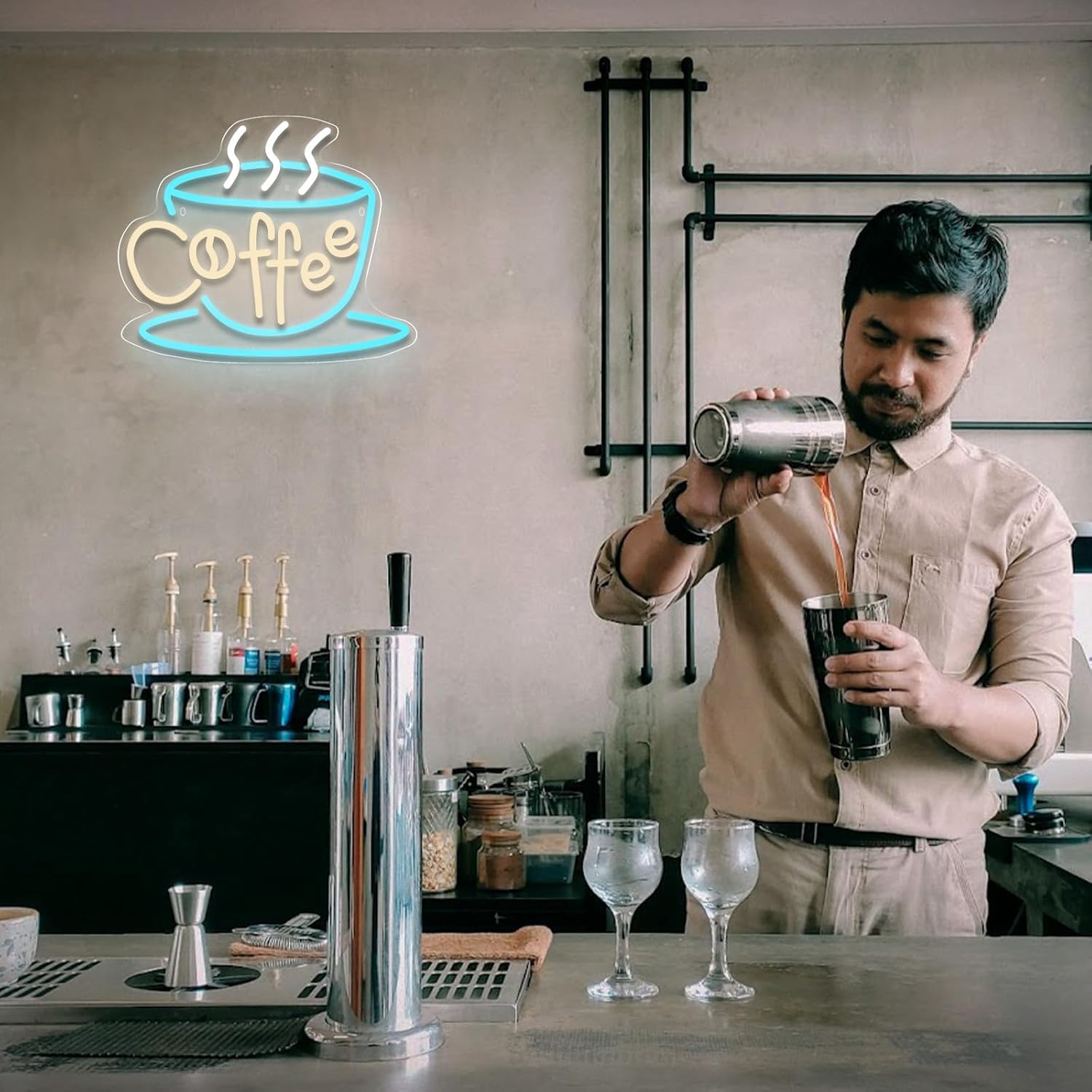 Coffee neon lights for wall decoration are suitable for the opening decoration of coffee shops, kitchens, restaurants, stores, Windows, hotels and bar