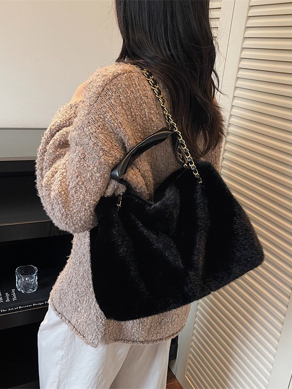Maomaobao new Autumn and Winter Imitation Rabbit Fur Handbag Trendy Fashionable Versatile Chain Shoulder Crossbody Bag
