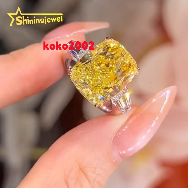 Custom 3ct Elongated CushionCut Fancy Intense Yellow Diamond 10K 14K 18K IGI Certificated Lab Grown Diamond Ring
