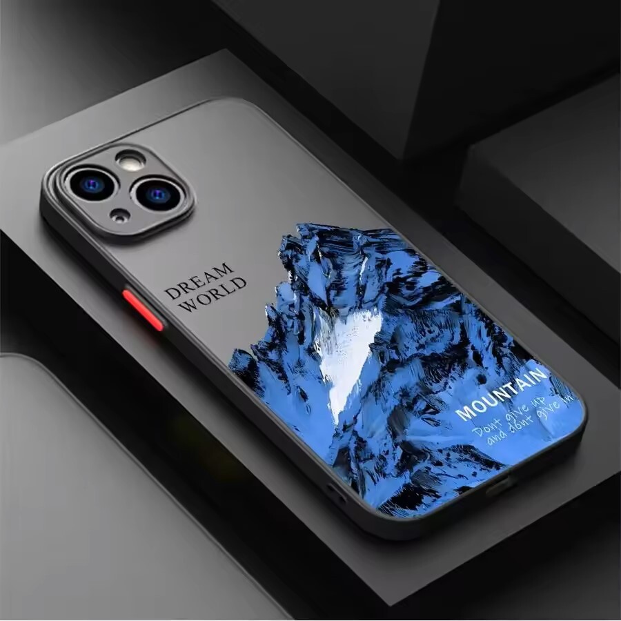 New Men's Fashion Phone Case Compatible with Apple Pro Max Phone Case iPhone Creative Snow Mountain Matte Case Phone Protection Case