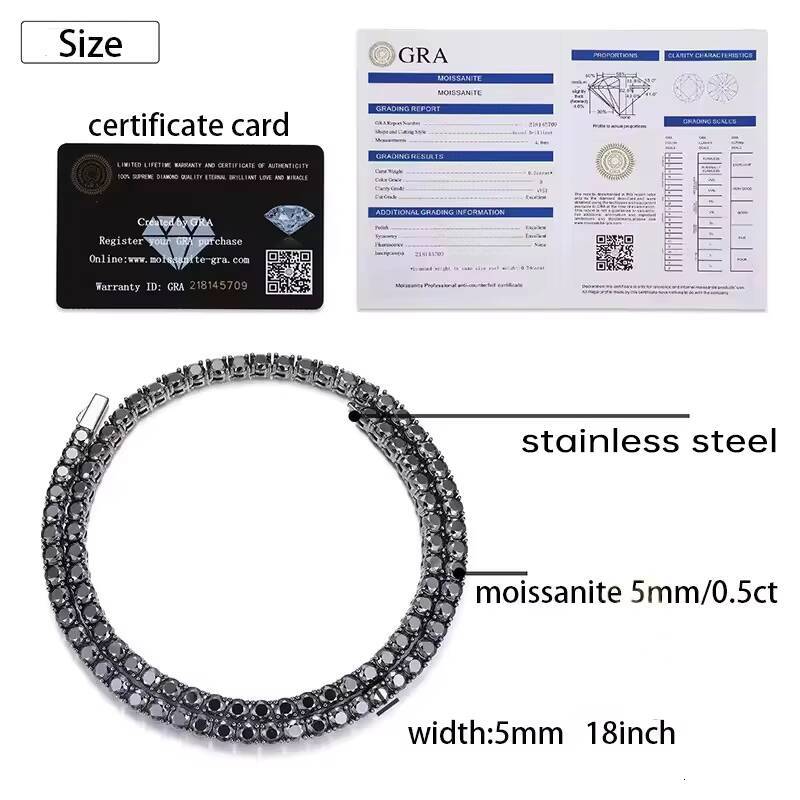 Custom Fine Jewelry 4mm 5mm VVS Moissanite Tennis Chain Bracelets Stainless Steel Black Moissanite Tennis Bracelet