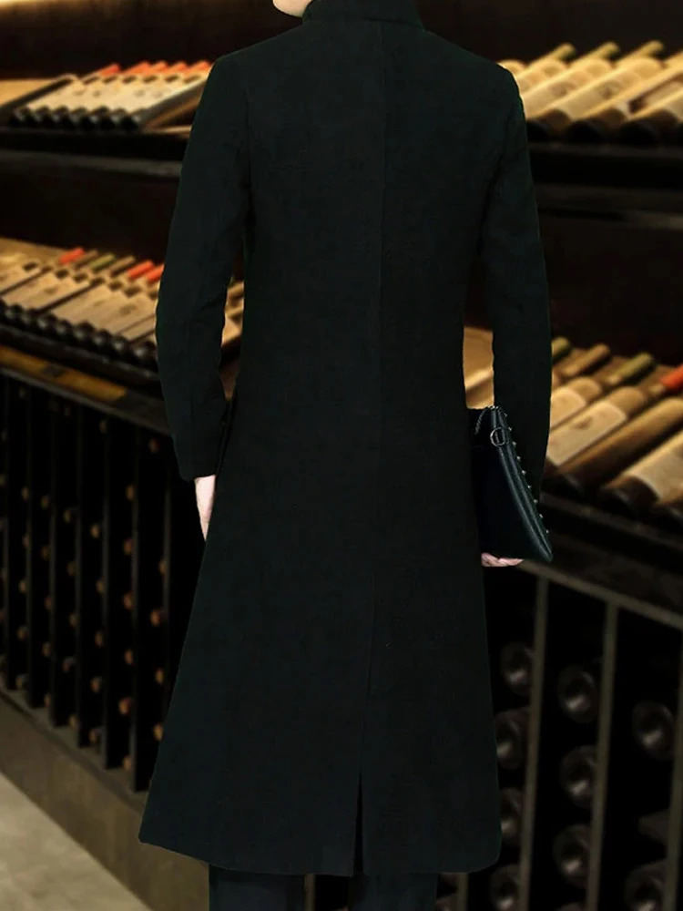 Mauroicardi Autumn Winter Long Fitted Black Thick Warm Soft Wool Blends Coat Men Single Breasted er Overcoat 251016