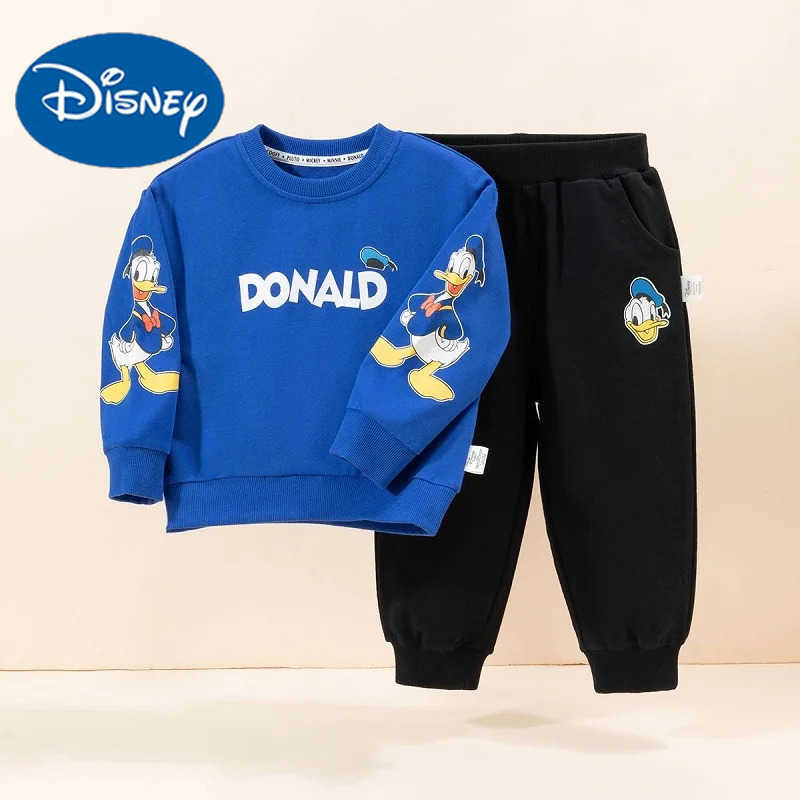Disney Autumn Baby Girl Boy Clothes Set Children Donald Duck Printing Sweatshirt Top and Pants Bottom 2Pcs Suit Cotton Tracksuit H251022