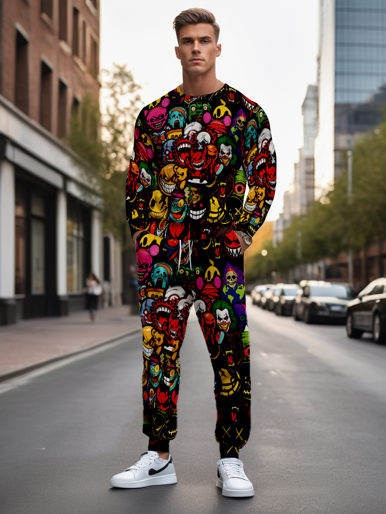 Men's Brown Knitted Cotton Blend Long Sleeve Round Neck Sweatshirt Ankle-Length Casual T-Shirt Comfortable Outdoor Wear - YLWY00171