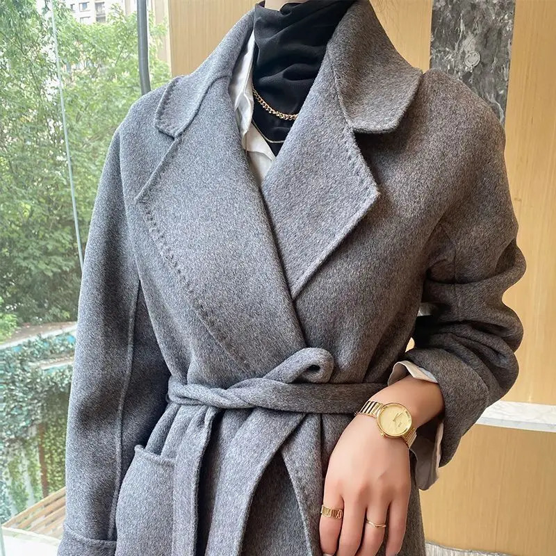 Women Cashmere Coat Double Side Wool Overcoat Slim And Thin Fashion Winter Long Outerwea H927 251021