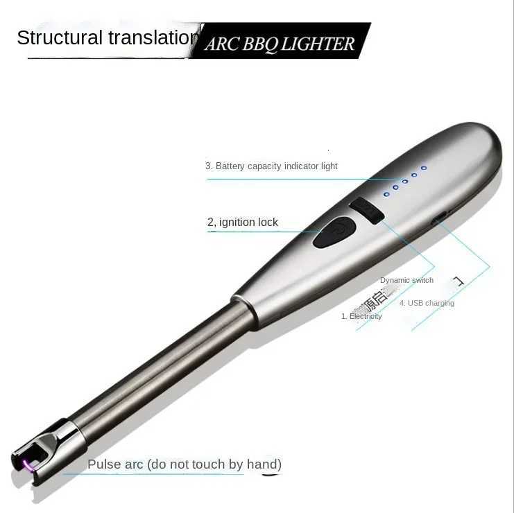 Kitchen ignition gun pulse arc cigarette lighter metal windproof lighter barbecue outdoor smoking accessoriesNO GAS IN C251022