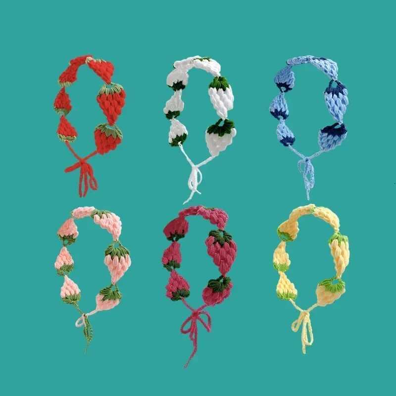 Small Strawberry Headband Crochet Sweet Cute Hair Band Women Scarf Headbands Bandanas Wide Elastic Hairbands Fashion Accessories V251022