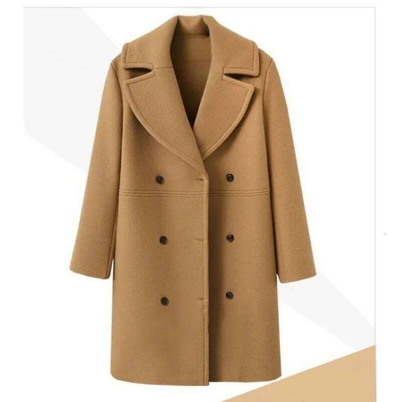 Elegant Coats Winter Fashion Comfortable Decent Plain Simple Lapel Double-breasted Street Daily Women's Clothes