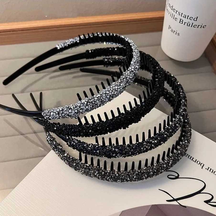 Nonslip Rhinestone Hair Hoops Bands Women Toothed Elastic Headbands For Women Shiny Luxury Hair Hoops Bezel Accessories V251022