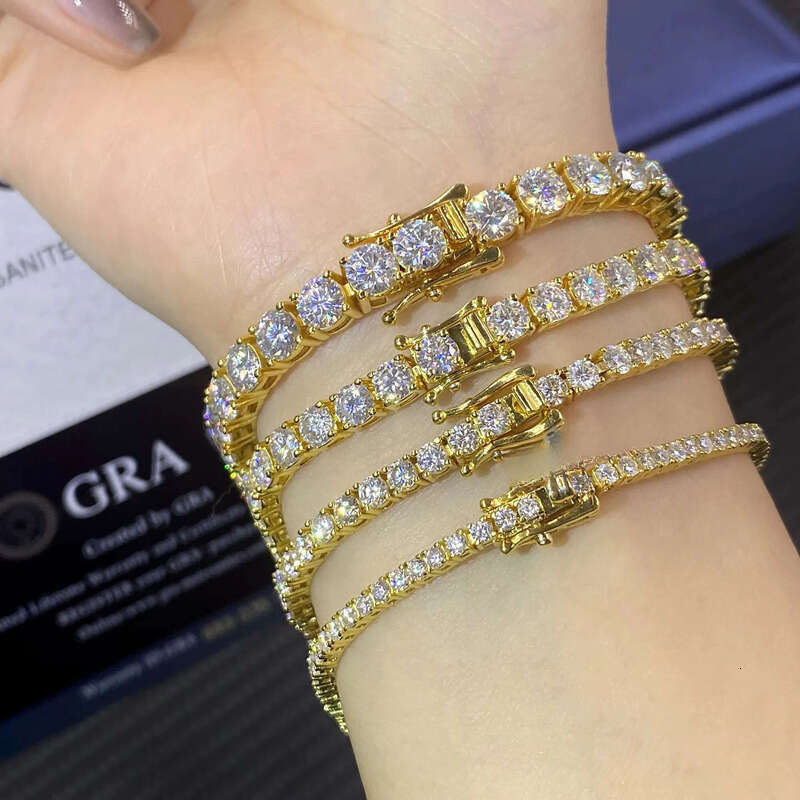 14K Gold Plated Moissanite 2mm 3mm 4mm 5mm Sterling Sier Women Fashion Tennis Bracelet Wholesale