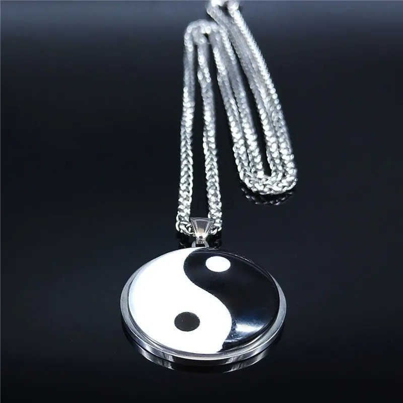 2024 Yin Yang Gossip Stainless Steel Chain Necklace WomenMen Silver Color Statement Necklaces Jewelry cadenas mujer BL20S03 U251022