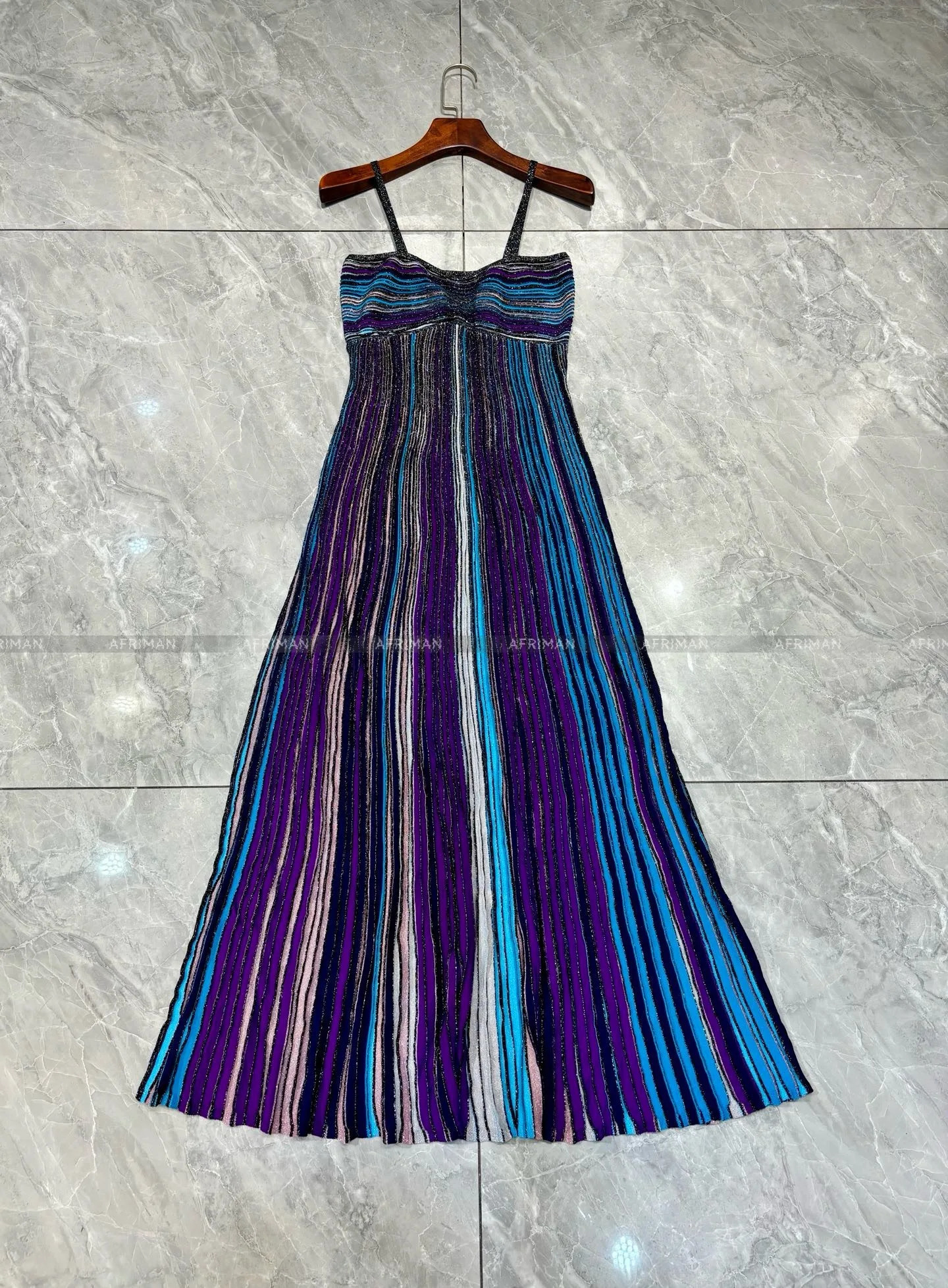 Women Metallic Sequined Multicolor Striped Sexy Strapless Maxi Long Knit Sling Dress 251013 C260312