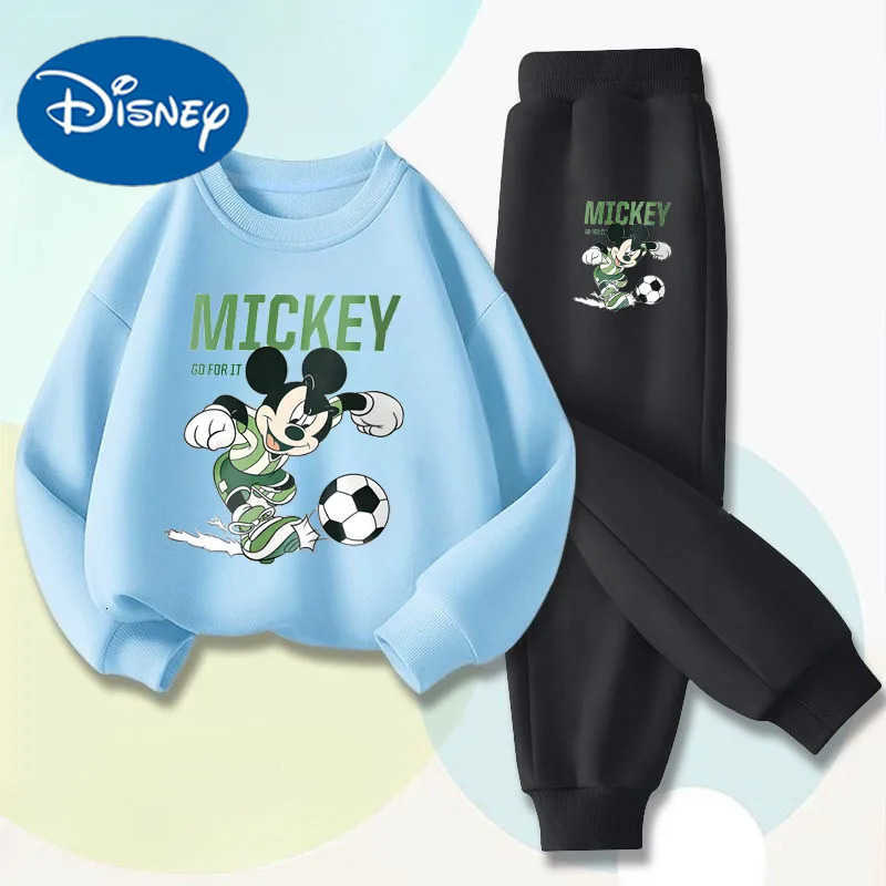 Disney 2025 Spring New Boys Sport Pullover Sets Mickey Printed Childrens Long Sleeved Clothing Sets Kids Casual Tracksuit H251022