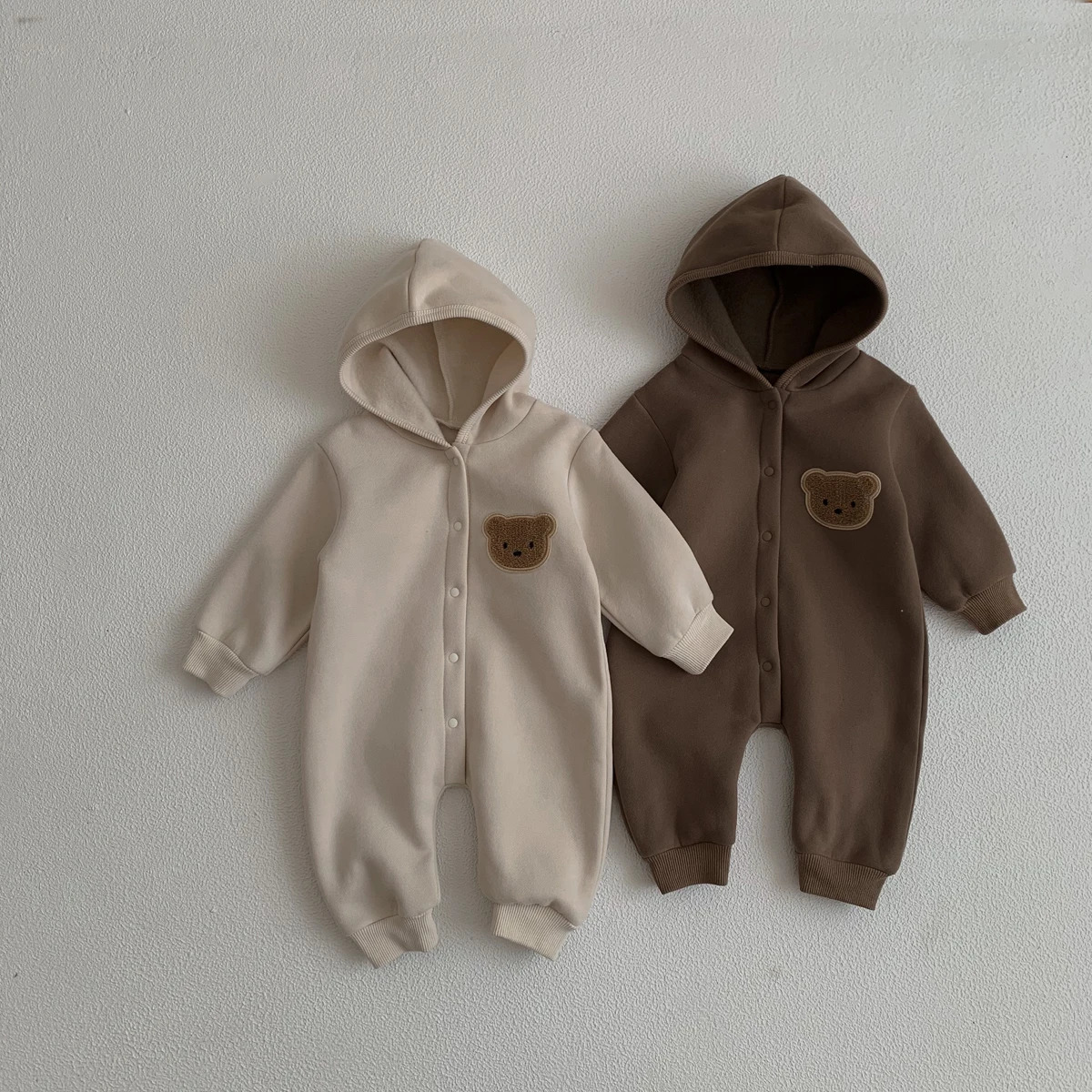 Ready Stock born Baby Clothes Winter Jumpsuit Bear Cute Hooded Bodysuit Warm 02 Years Old 251022