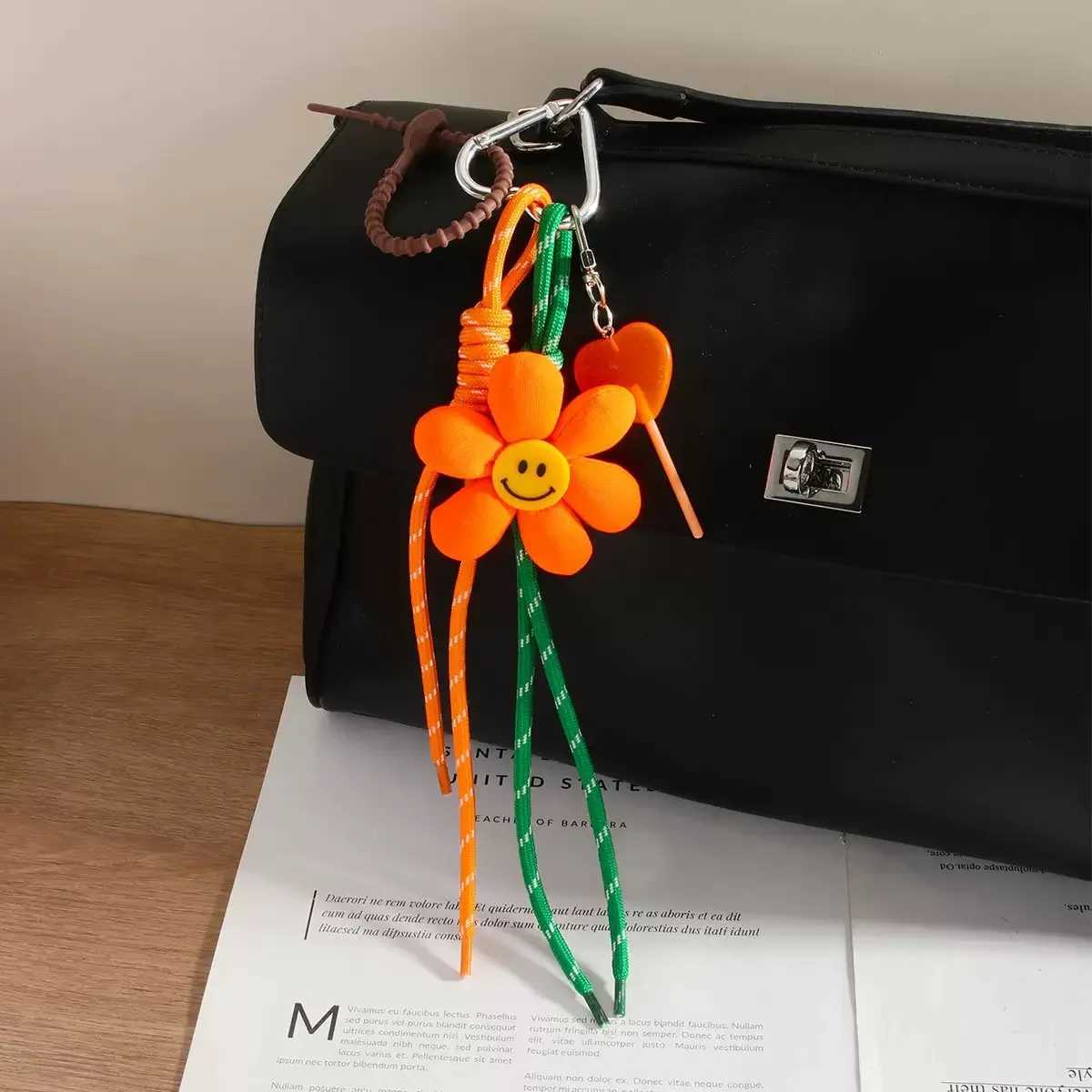 summer Backpack accessories flower cherry lemon strawberry Pendant Hand woven rope Key Chain J251121