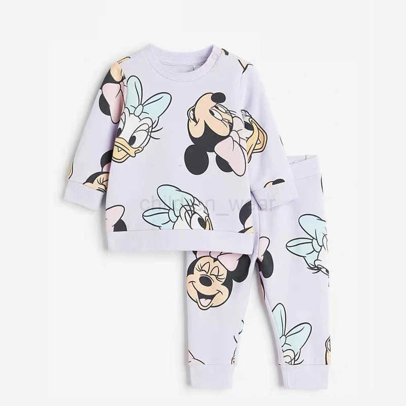 Disney Children Lovely Sweatshirt Printed Trousers Two Piece Set New Style Kids Long Sleeve Suit Loose Casual Costume For Toddler H251022