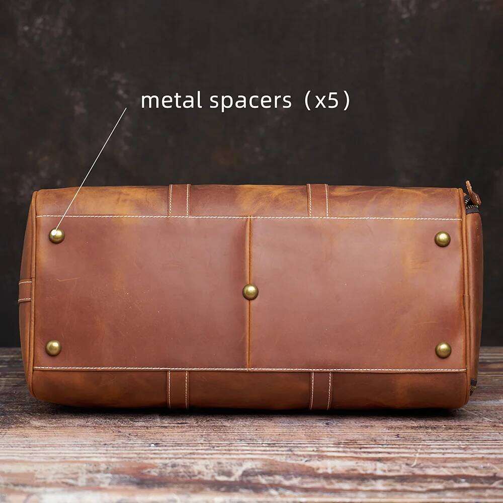 Vintage Men's Travel Genuine Leather Hand Lage Boston Bag Duffle Large Capacity Shoulder For 16 Inch Laptop NUPUGOO