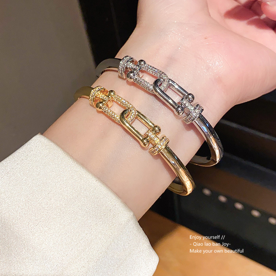 Silver - Toned Rhinestone Linked Bangle Chic Daily & Elegant Jewelry Gift For Her High - Quality And Stylish Accessory