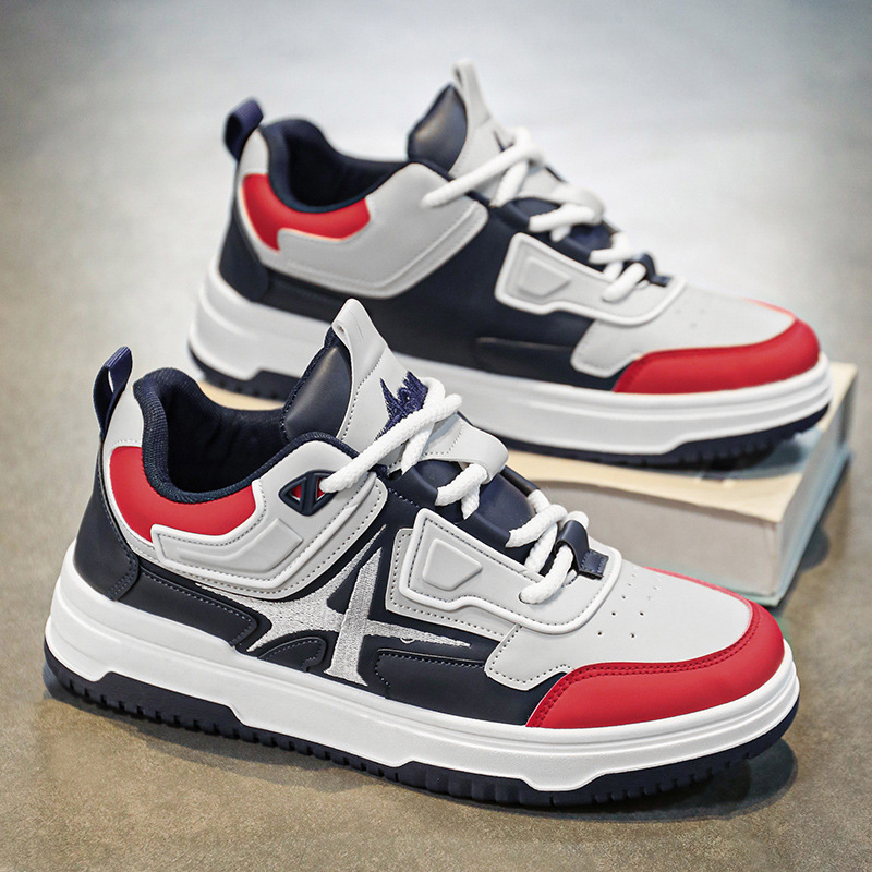 Men's shoes spring high-end sense versatile casual flat shoes youth light sports leather waterproof heightening white shoes2025