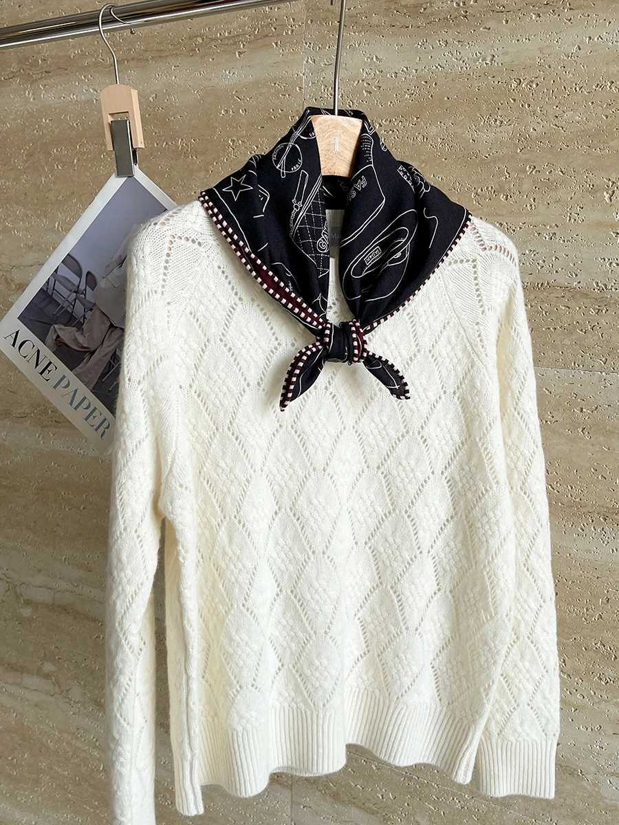 Double Faced Silk Wool Scarf 65CM Small Winter Scarves Hand Rolled Shawls Head Neck Accessories Christmas Lover Gift J251022