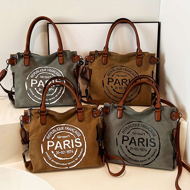 Vintage Paris Shoulder Bag, Retro Crossbody Bag Removable Strap, Lightweight Casual Fashion Tote For High School And College Students, Daily Commute W