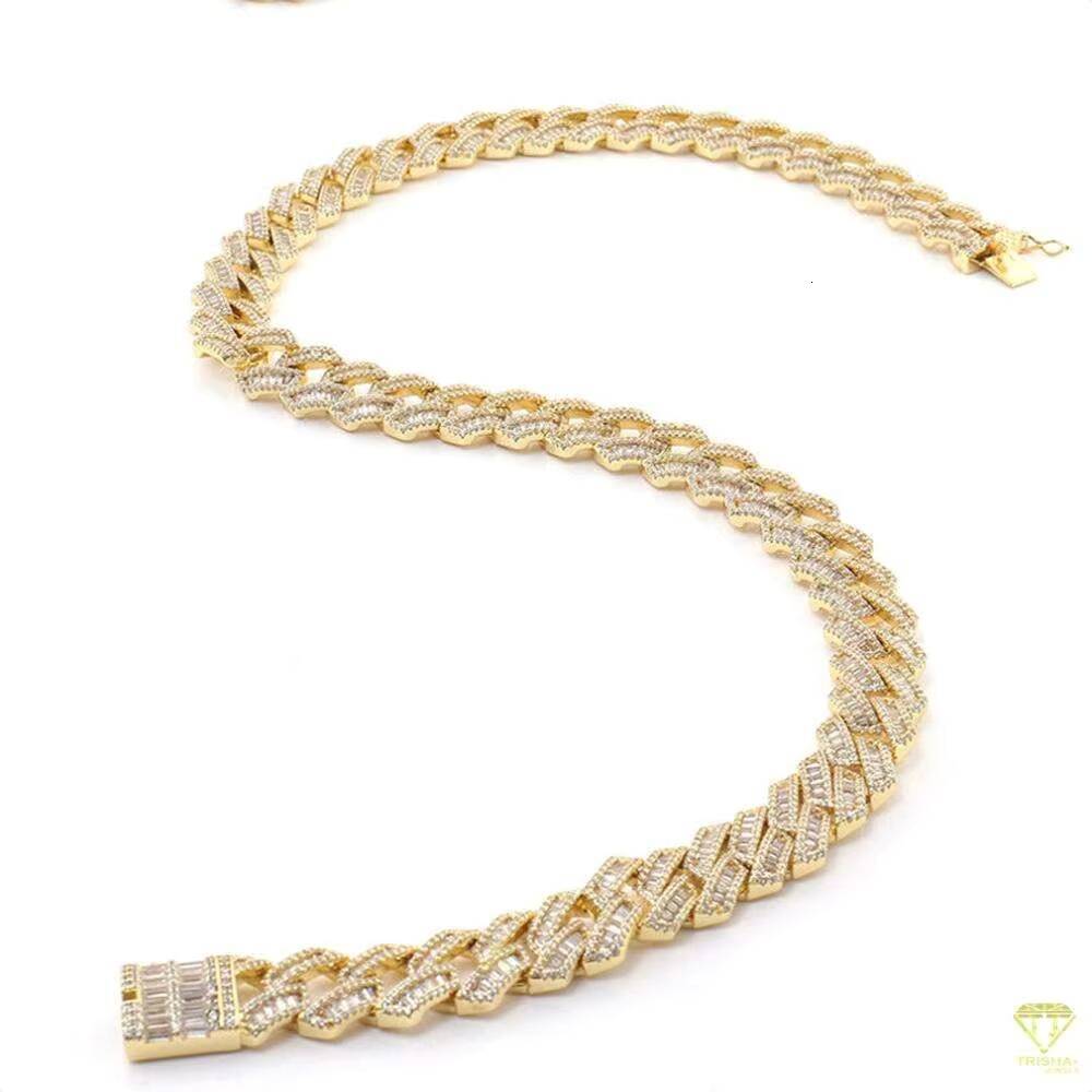 Indian Manufacture Moissanite Diamond Cut Cuban Link Chain for Daily Wear or Street Style and Parties for Bulk Quantity