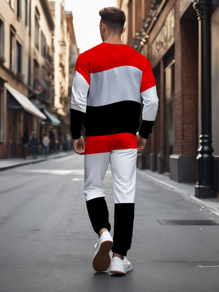 Men's Brown Knitted Cotton Blend Long Sleeve Round Neck Sweatshirt Ankle-Length Casual T-Shirt Comfortable Outdoor Wear - YLWY00156