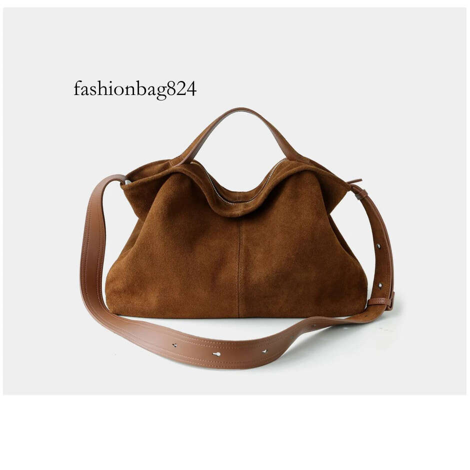 Motingsome Natural Suede Leather Women Roomy Shoulder Handbag and Purse Lazy Style Soft Matte Cowhide Tote Bags New In