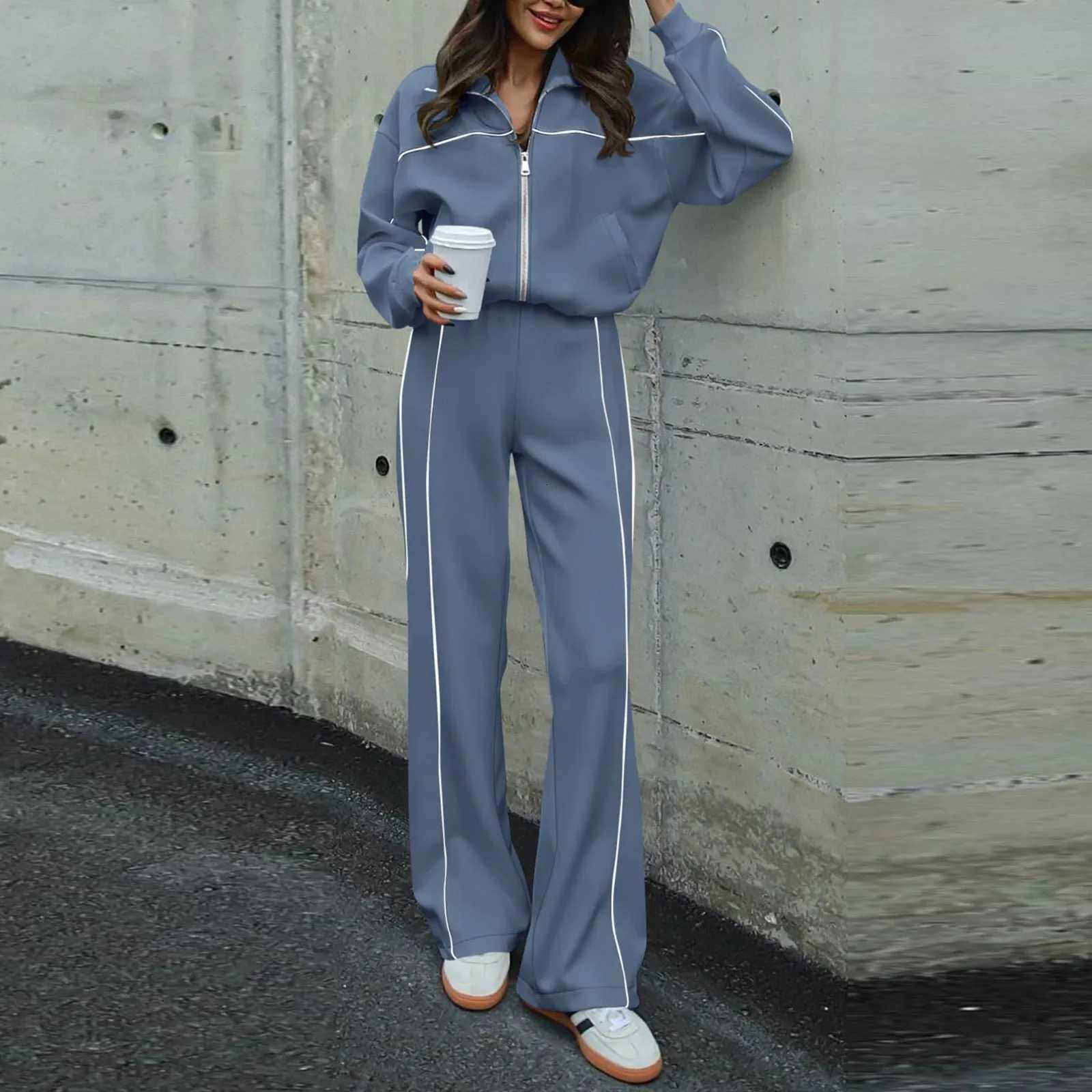 Sweatsuits For Women Summer Set 2 Piece Outfits For Women Jogging Suit Lounge Sweatshirt Jogger Pants With PocketsT251022