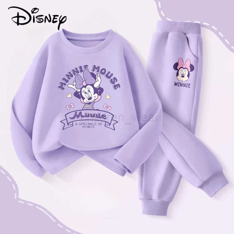 Disney Autumn Baby Girl Boy Clothes Set Children Minnie Printing Sweatshirt Top and Pants Bottom Two Piece Suit Kid Tracksuit H251022