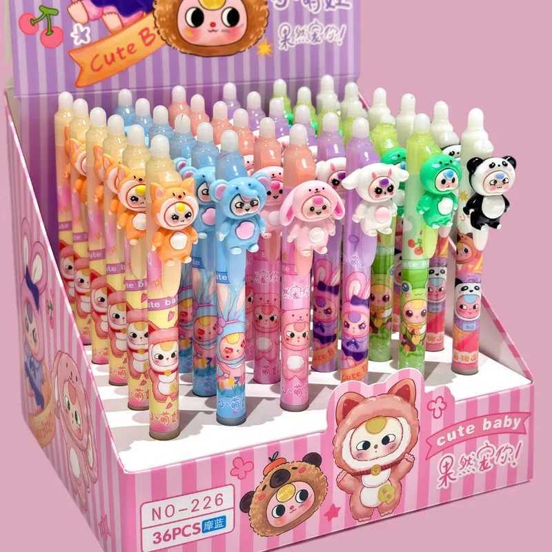 Cute Babay 36PCS Gel Pens 05mm Bue kawaii New Resin veneer Cartoon Office Student Pens Supplies Birthday Gifts J251022