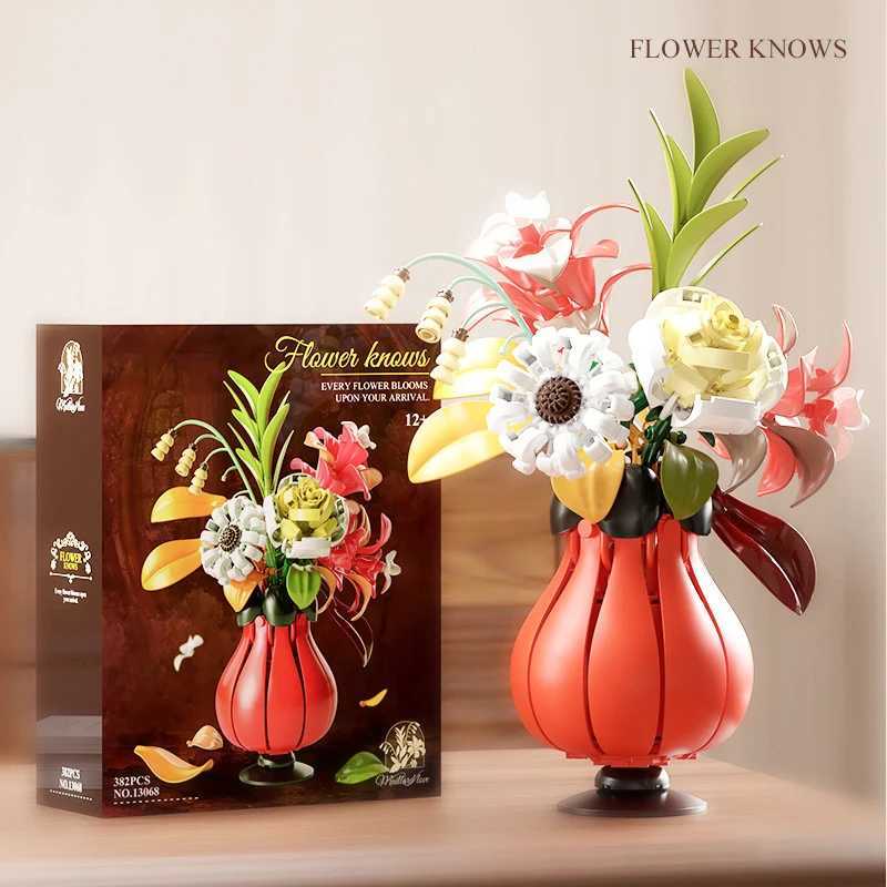 Creative Rose Orchid Eternal Flower Pot Planting Building Blocks Sunflower Lotus Romantic Flowers Bricks Toys Valentine Day Gift J251022
