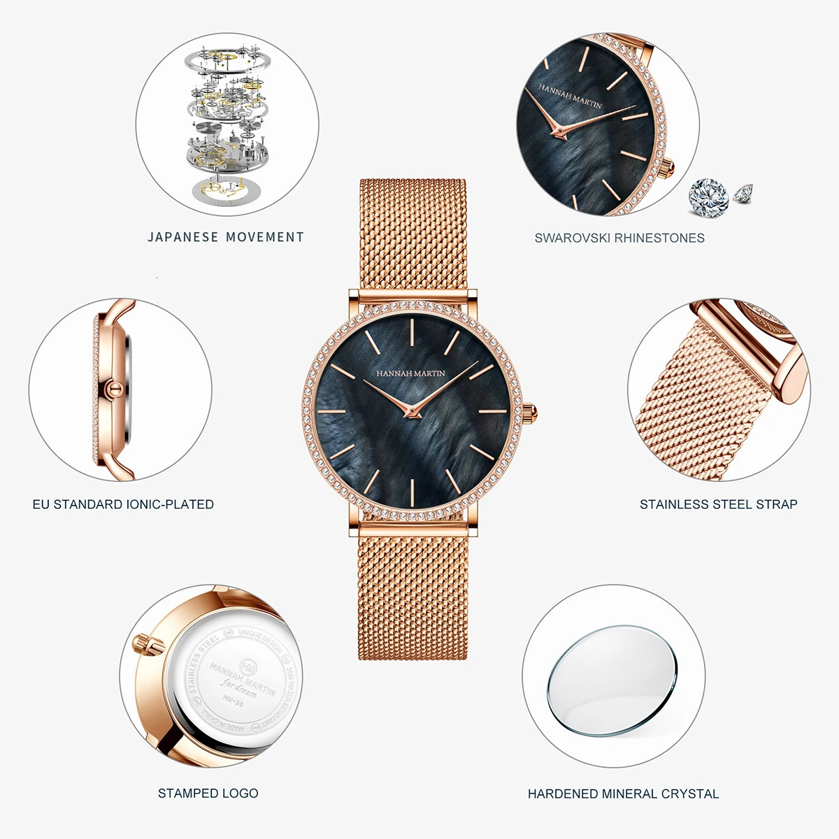 Reloj Mujer Japanese Quartz Movement Women Watch Rhinestone Stainless Steel Fashion Gift Box Waterproof Ladies Wristwatch 251027