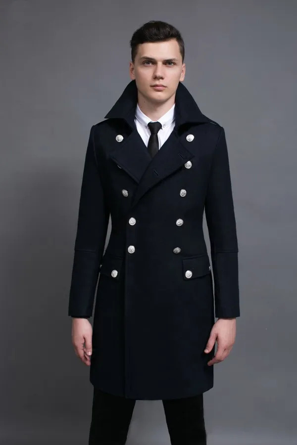 Mens Double Breasted Military Army Wool Coat Plus Size Thick Cashmere Work Business Solid Slim Pea Coat Winter Fashion 251016
