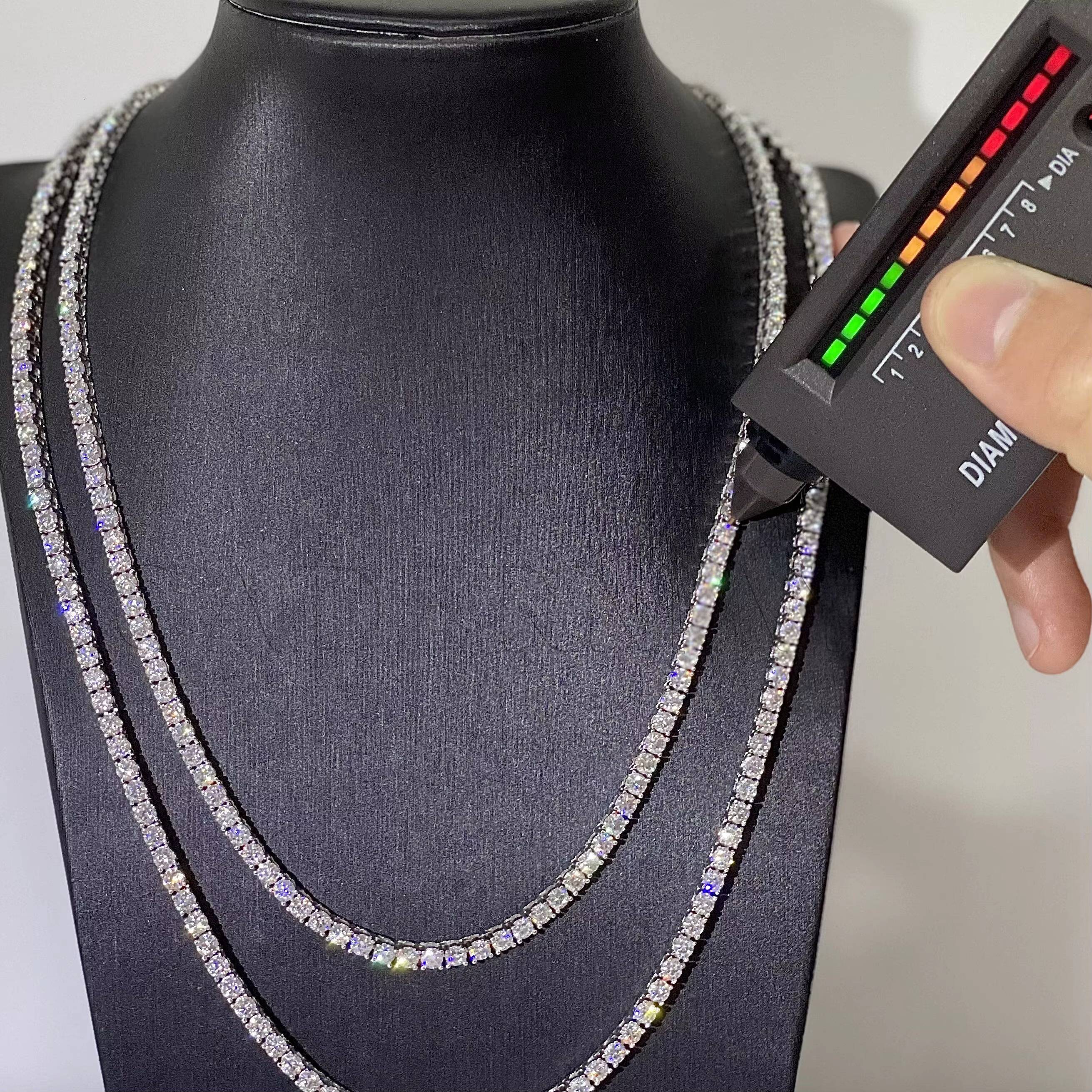 Cadermay Fine Jewelry Tennis Pendant Necklace AGL Certificate 65mm D VVS Moissanite Chain Graduated Tennis Necklace