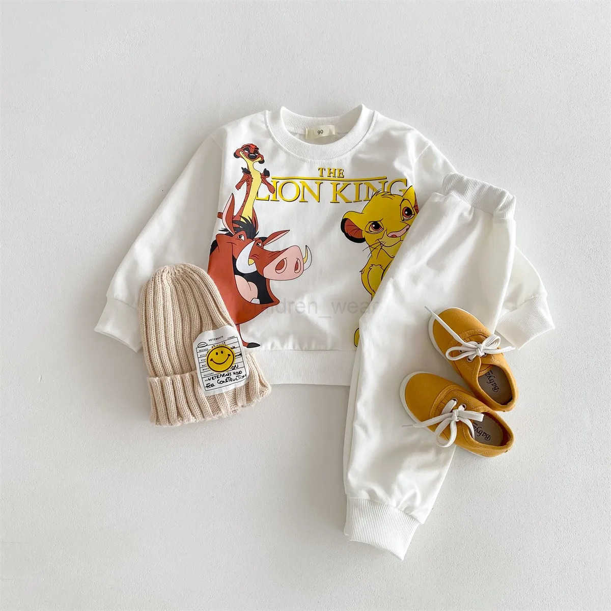 Disney Cartoon Printed Baby Tracksuit Spring Fall Loose Fashion Children Long Sleeve Sweatshirt Sweatpants 2piece Toddler Sets H251022