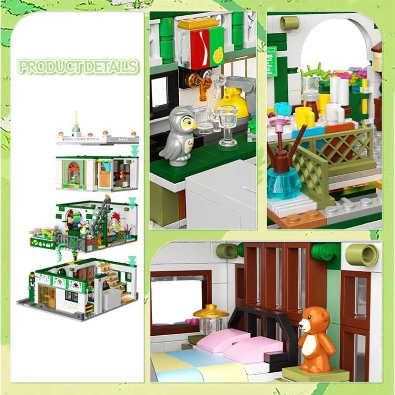 Creative 997Pcs Street View Chinese Restaurant Model Building Blocks City Three Floor Architecture Mini Bricks Toys For Kid Gift J251022